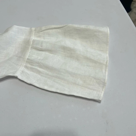 Talbots 100% Linen White Embroidered Fish  Shirt Bell Sleeves Size M - Picture 6 of 13